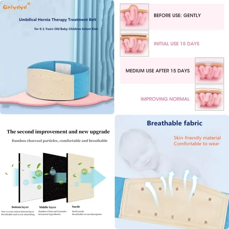 Umbilical Hernia Belt Newborn Baby Umbilical Hernia Belt Infant Navel Support Stickers with 3 Hernia Pads Belly Button Treatment Support