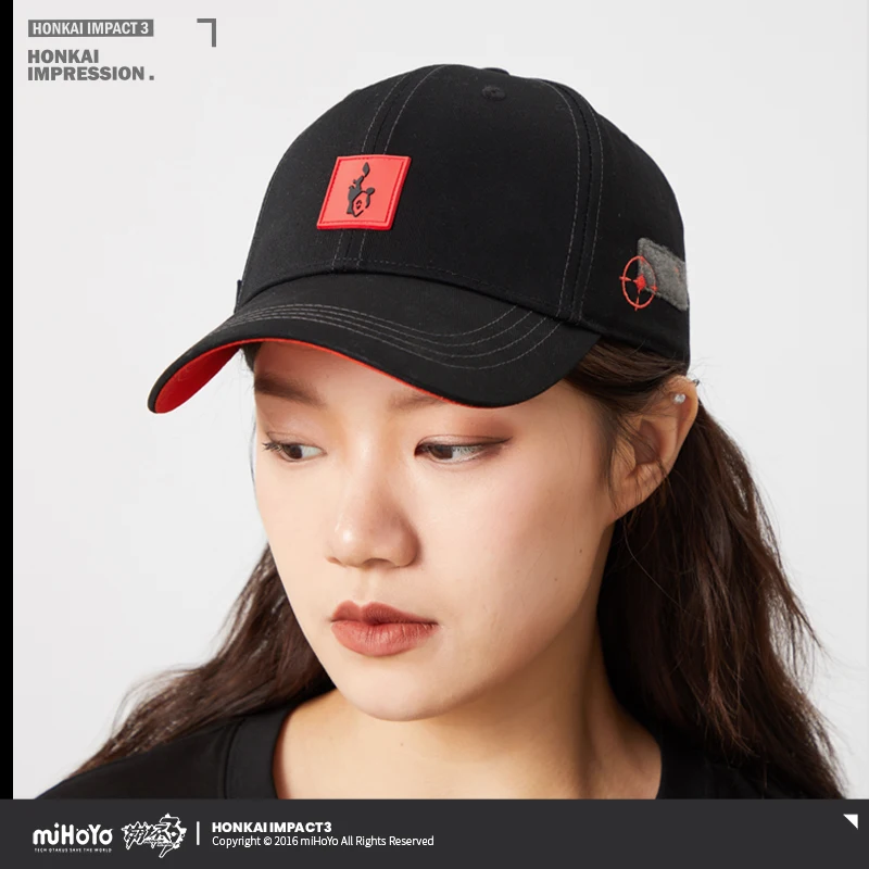 

Official Game Honkai Impact 3 Kiana Kaslana Theme Cosplay Fashion Peaked Cap Men Women Blakc Baseball Hat Student Flat Cap Props