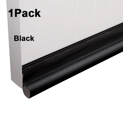 Black Door Bottom Seal Strip - Soundproof Insulation Draft Blocker & Weather Stripping (A black)