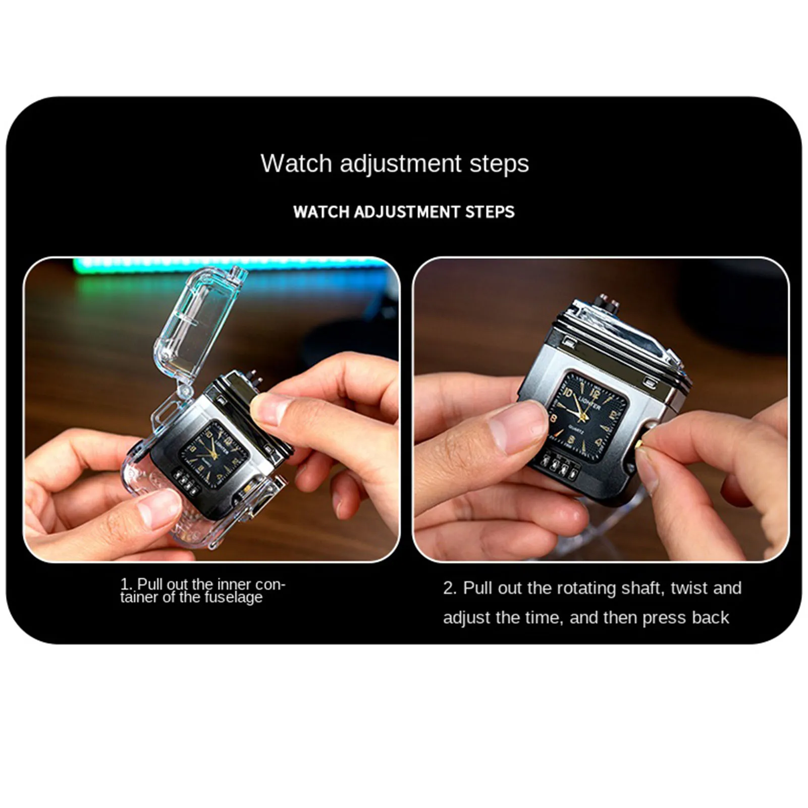 Portable Electric Arc Dual Lighter Rechargeable USB Flashlight Lighter for Camping Hiking Survival Tactical