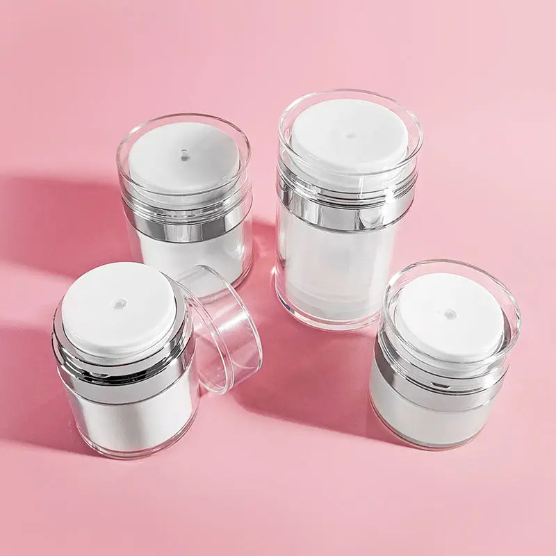 

100 *15g 30g 50g 100g Cosmetic Airless Pump Plastic Jar 30ML 15ML Refillable Acrylic Lotion Face Cream Bottles Containers Sample