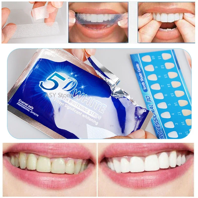 Teeth Whitening Gel Strips 5D Whitening Teeth Stickers Clean Yellow Smoke Tea Stains Oral Hygiene Care