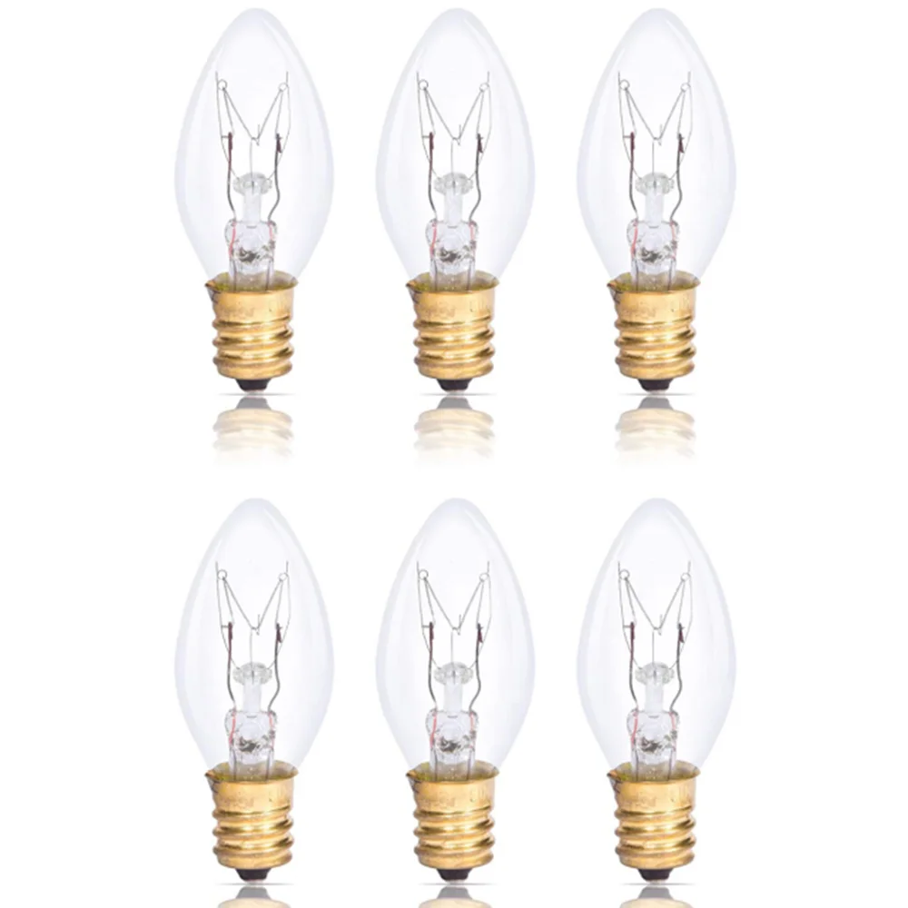 6 Pack Small Bulbs 7W/10W E12/E14 Screw 110V/240V Replacement Spare for Salt Lamp Wax Melt Burner Warmer Scentsy Night Light