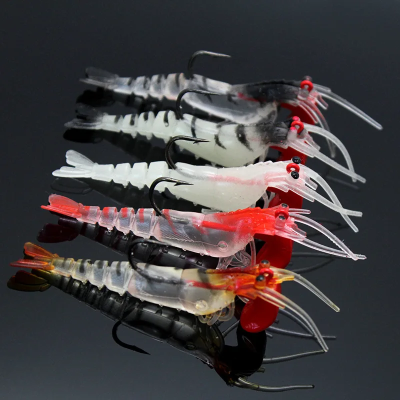 Luminous Glow Shrimp Lure Soft Plastic Artificial Bait Grub Worms Saltwater  Freshwater Ice Fishing Lures for Bass Walleye Trout - AliExpress