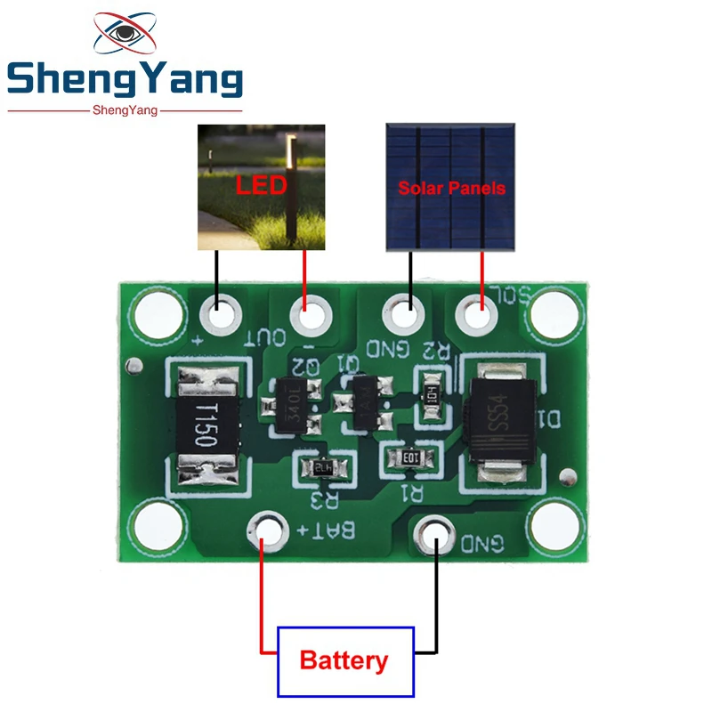 Regolatore solare 3.2V 3.7V 6V 12V 1A Controllo della luce Lampada da prato solare Lampada da paesaggio Interruttore Modulo controller caricabatteria