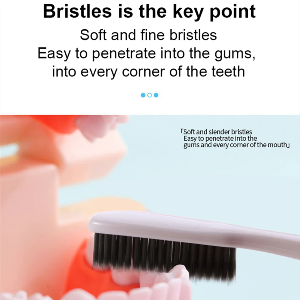 5개/팩 대형 헤드 칫솔 한국산 오리지널 칫솔 여행용 케이스 포함 성인용 숯 생분해성 구강 위생 세척