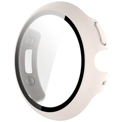 Premium Tempered Glass Protective Watch Case with Shell Bumper for Pixel Watch4 45mm (Official White)