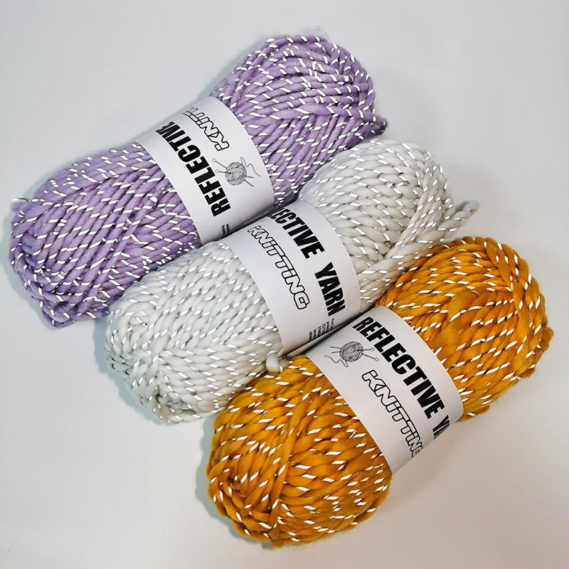50m/Roll 4mm Reflective Yarns Hand Knitting Sweater Hat Scarf Knitted  Crochet Thread DIY Crafts