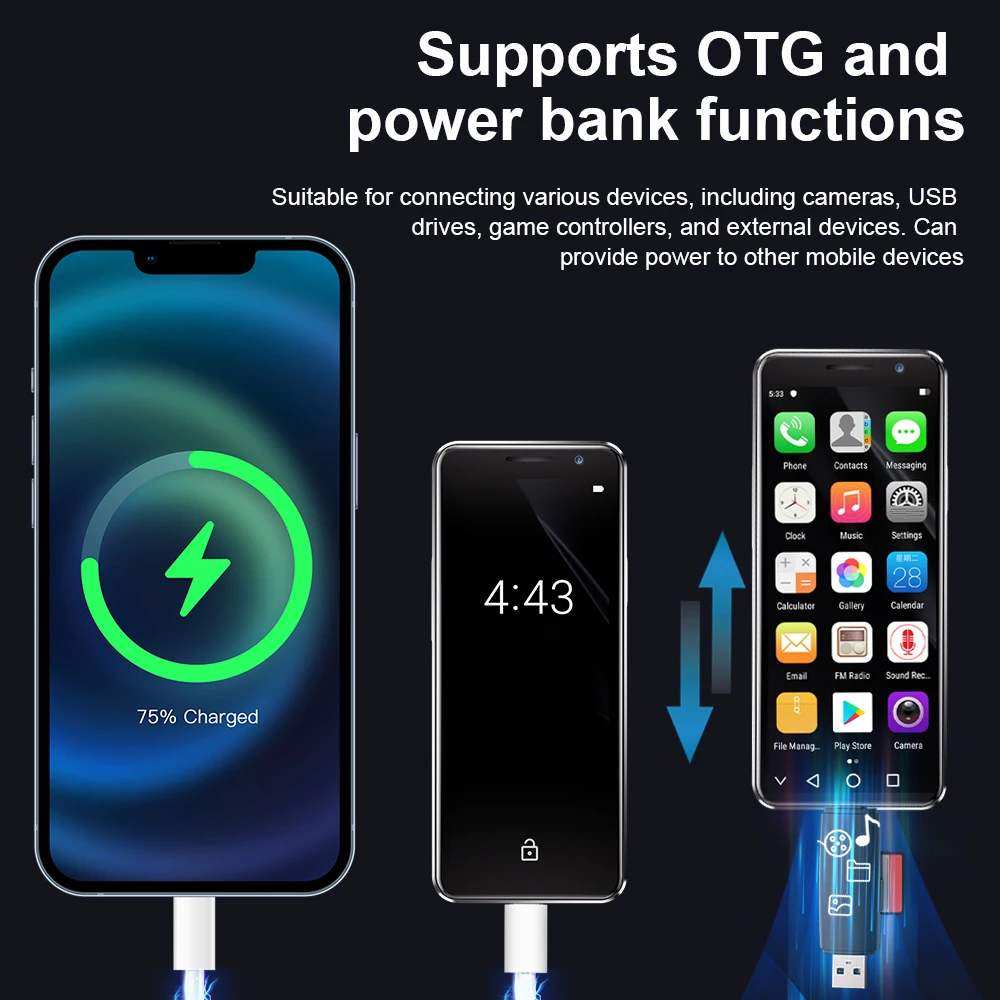 SERVO 16MAX 4.0" Mini Smartphone 4G LTE Dual SIM Standby 4GB+128GB Android10 System OTG Play Store WiFi Smart Phones Power Bank