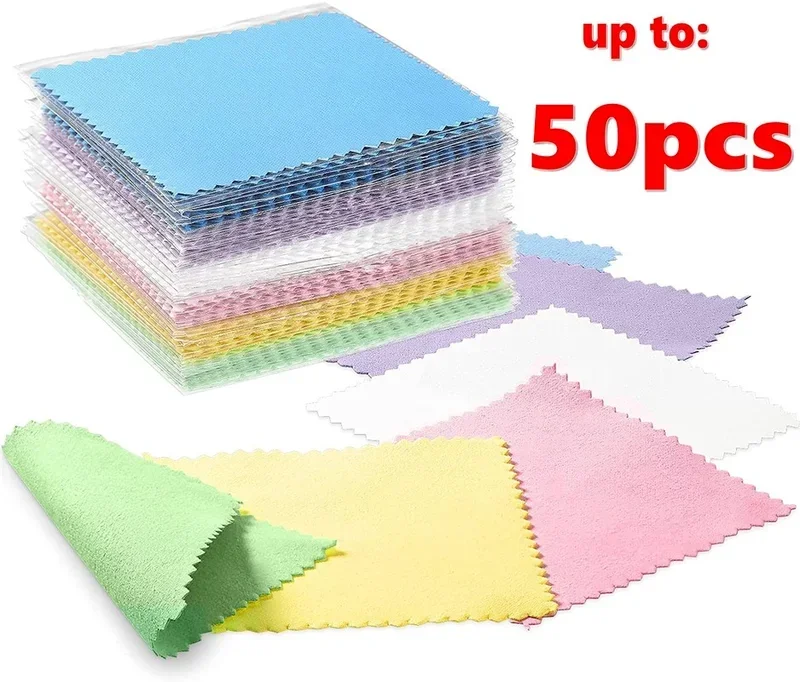 50pcs Jewelry Cleaning Cloth Polishing Cloth for Sterling Silver Gold  Platinum 8*8cm 