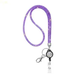 Elegant Rhinestone Sparkling Lanyard Necklace (For Purple)