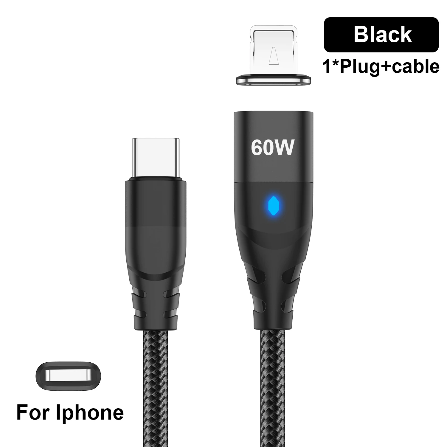 ตัวเลือกสินค้า สายชาร์จแม่เหล็ก USB-C ถึง Type-C และ Micro สำหรับ iPhone Samsung