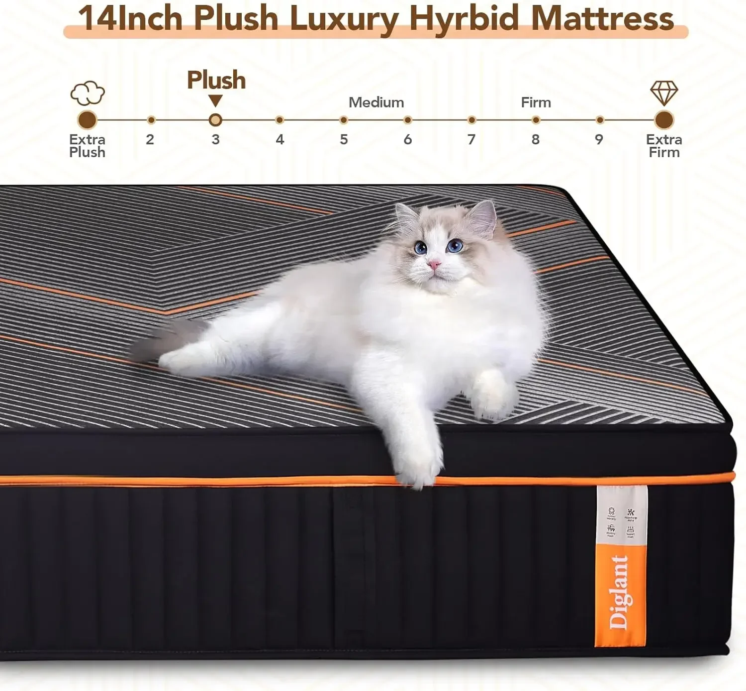 14 Inch Plush Hybrid Mattress Black Memory Foam with Individually Pocket Coils Mattress Queen Size in Box for Pressure Relief 4