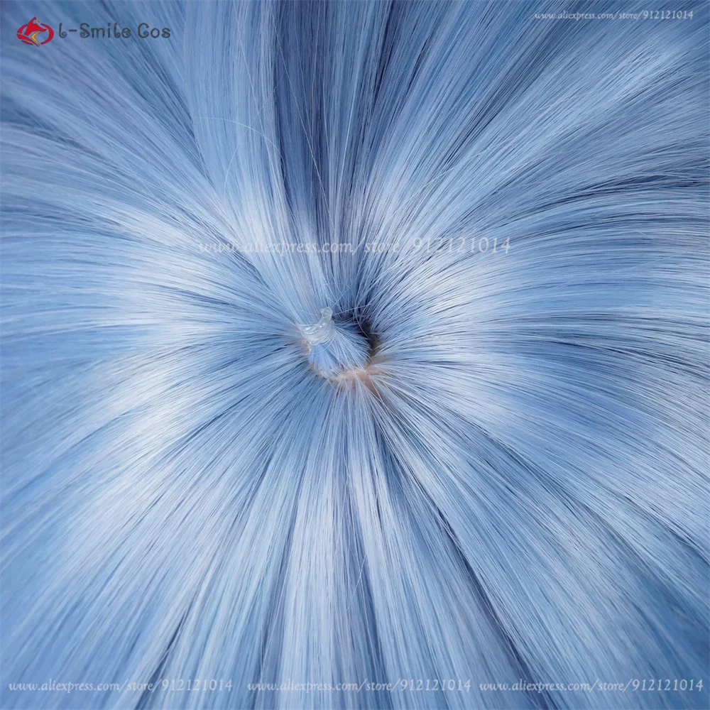 Anime Cosplay Perücke 100cm Double Ponytail Blau Grau, hitzebeständig, 550g+ Synthetik 8