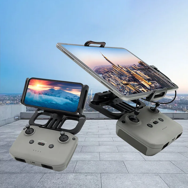 Vue de côté du support pour tablette de radiocommande universel pour DJI Mini 3 Pro, Mavic, Air, Spark avec bras réglables.