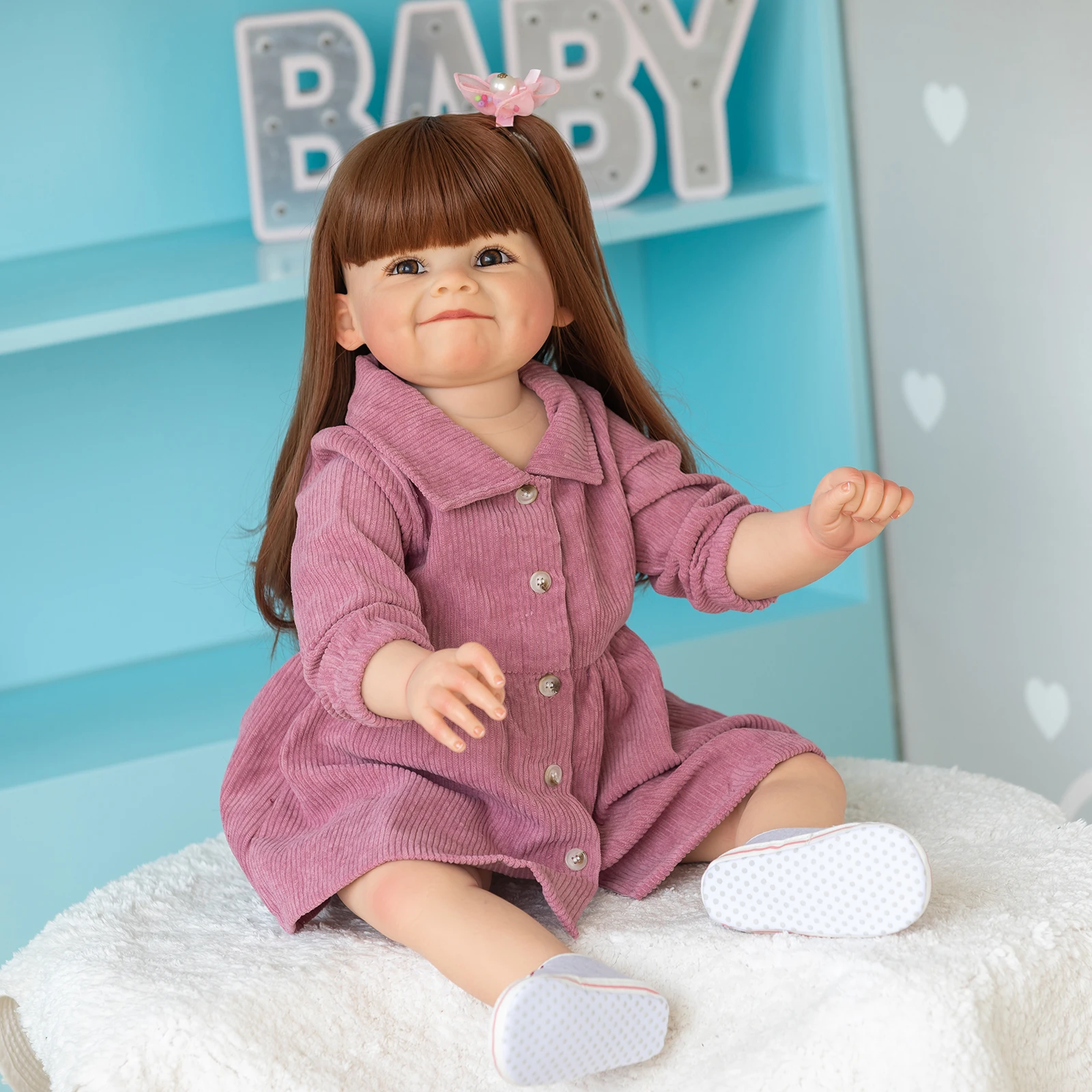 NPK 28inch Huge Toddler Size Already Painted Finished Reborn Doll Raya Smile Baby 3D Skin Visible Veins Collectible Art Doll ken doll