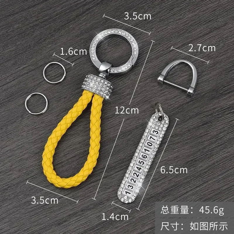 Leather Keychain Gold Silver Buckle Car Key Ring Chain Holder Phone Number Tag keyring metal keychain