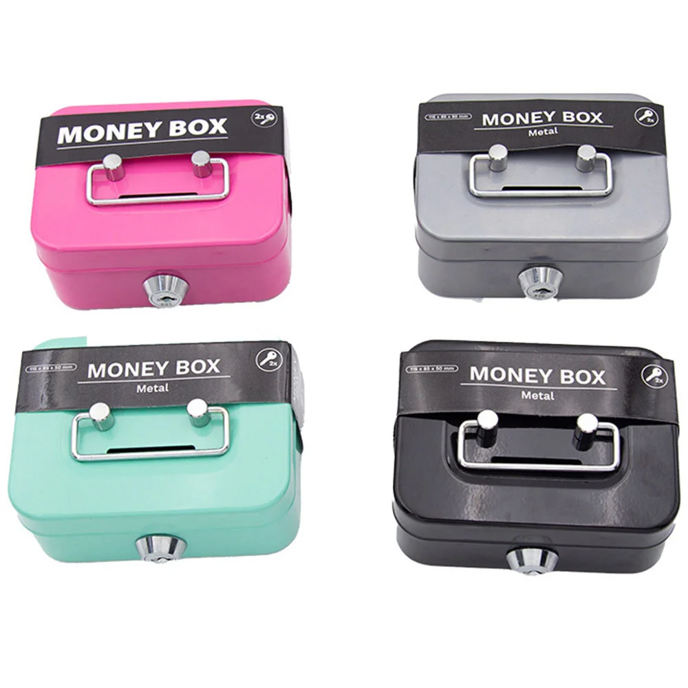 Safe Box Money Safe Box Lockable Cash Box With Key Portable Piggy Made Of Metal Small Security Lock Sturdy Coin Boxes For Kids