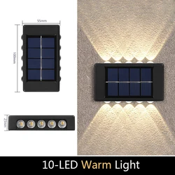 Solar LED Outdoor Waterproof Wall Lamp with Dusk to Dawn Sensor for Garden and Patio Decor (10LED - WARM)