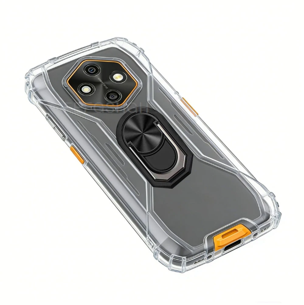 Rugged 6.56 TPU Silicone Phone Case with Back Finger Ring and Bracket Stand