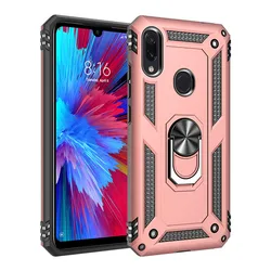 Luxury Shockproof Magnetic Ring Holder Phone Case with Armor Stand Design for Redmi 8A (Pink)