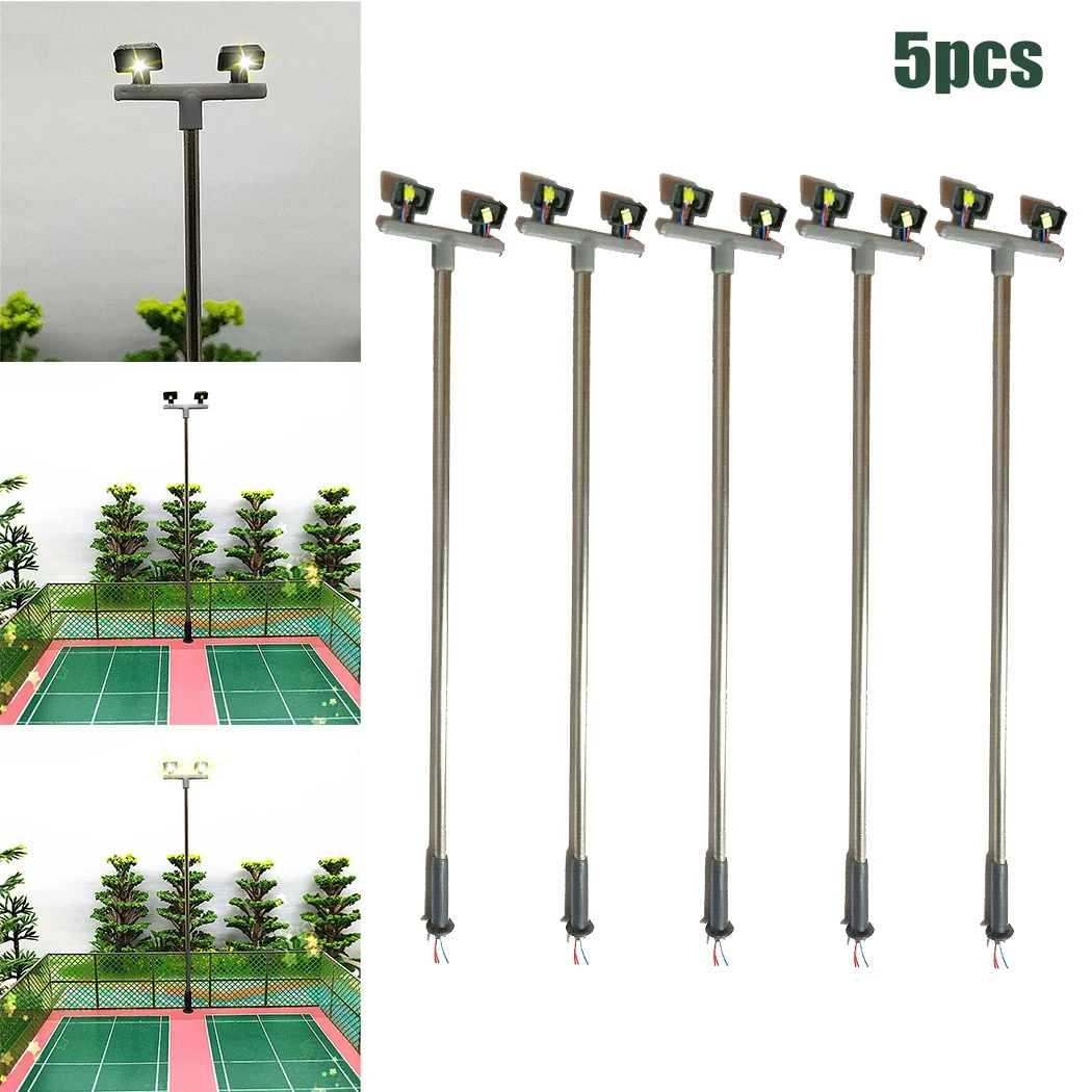 5 Pack Model Railway Yard Lights Twin LED Lamps OO 00 Guage Flood Light 1:76 Model Railroads 5*Twin LED Yard Lights