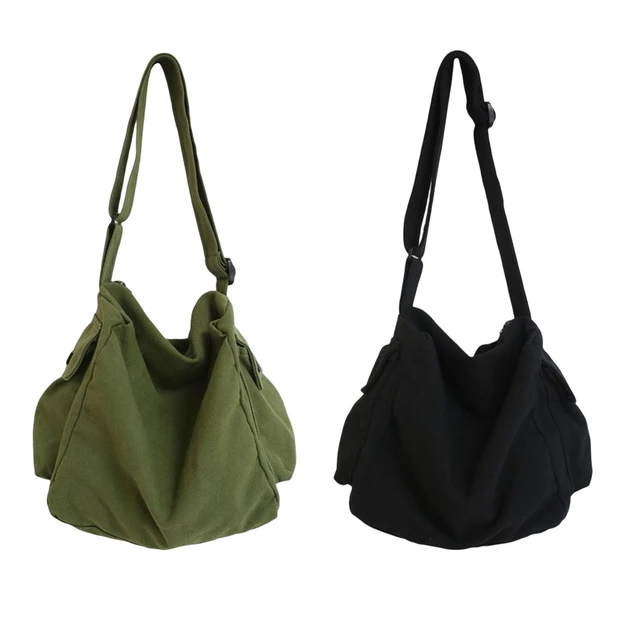 Canvas Hobo Bag, Shoulder Bag Unisex Canvas Crossbody Bag With Zipper And  Adjustable Strap Handbag Large Tote Bag