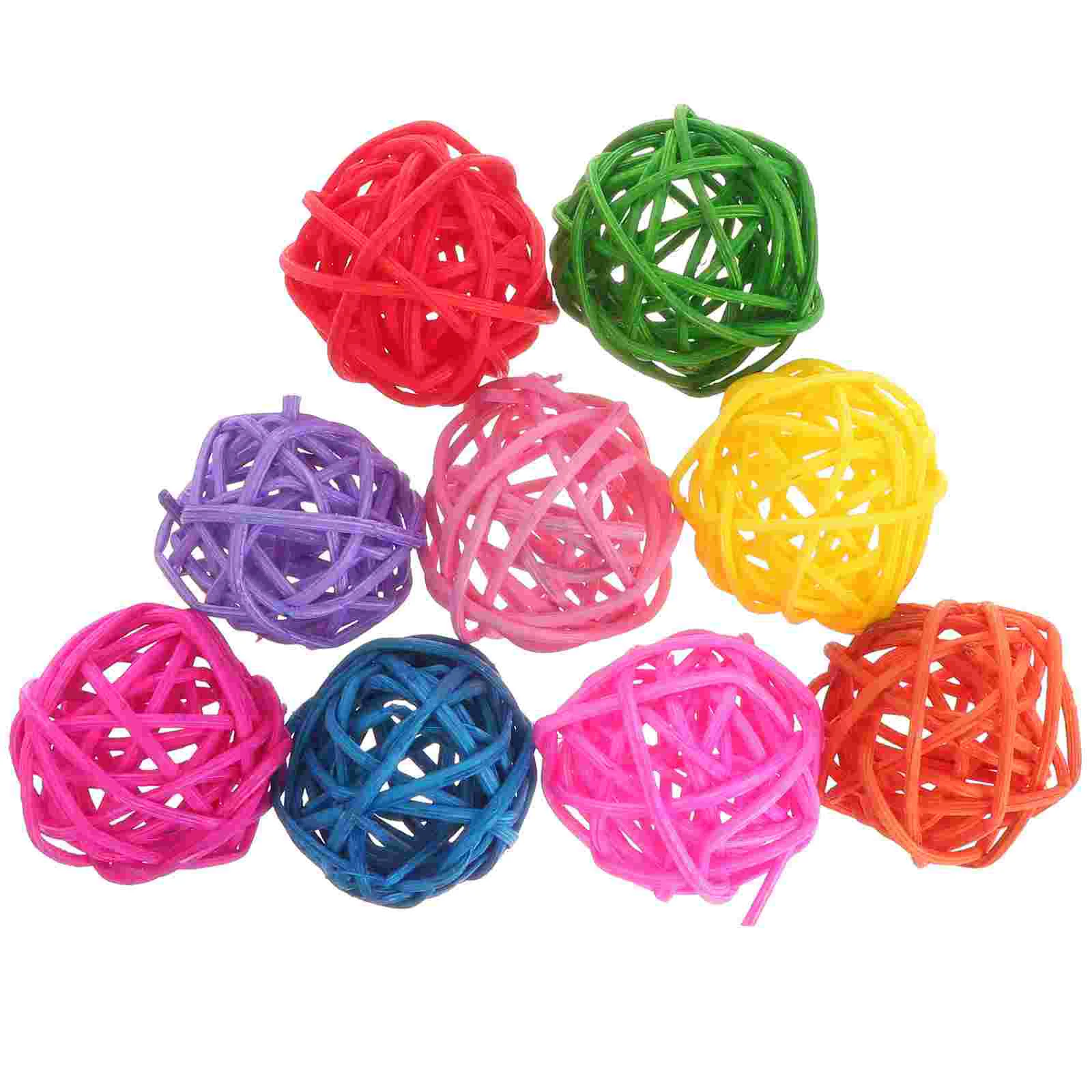 

3CM Parrot Chewing Toy Ball Primary Color Rattan Ball Pet Bird Training Interactive Toy Bird Cage Decoration Bird Supplies