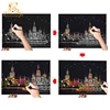 2PCS Scratch Paper Magic Painting Kit Art Night Scene World Landmarks Animals Drawing Toys with Pen Crafts Card Game Adult Gifts 4