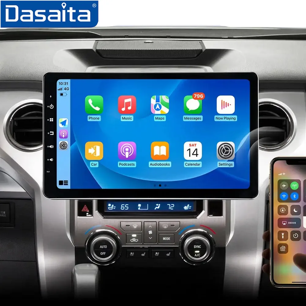 Dasaita G12 для универсального 2 Din 13,3 дюйма Qualcomm 665 2K QLED 4G LTE/GPS Беспроводная связь Carplay Android Авто Радио Автомобильная стереосистема