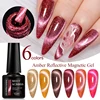 MEET ACROSS 6Pcs/Set Amber Reflective Cat Magnetic Gel Nail Polish Autumn Glitter Brown Coffee Series Nail Art UV Gel For Nails 4