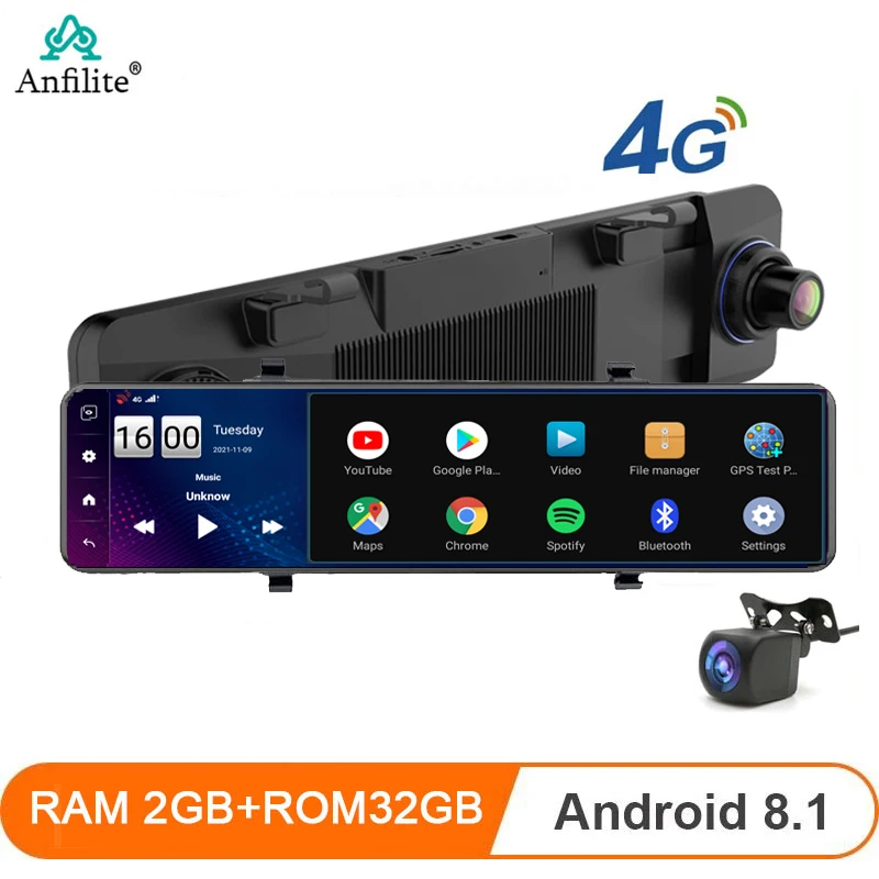 11 Inch ADAS 4G Car Dvr Mirror Dash Cam Android8.1 GPS Bluetooth Support 1080P Rear Camera Night Vision Video Recorder Black Box
