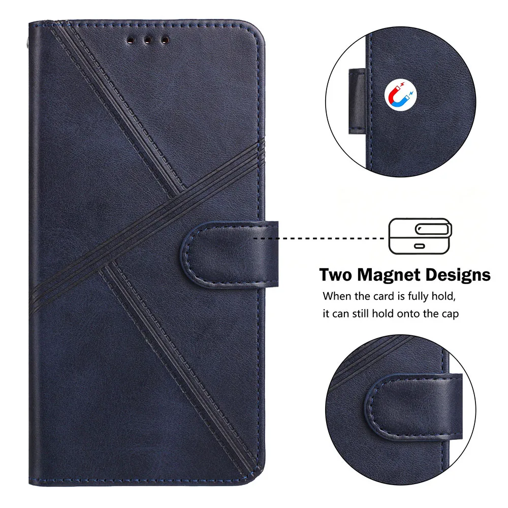 Leather Wallet Case with Flip Card Slots and Kickstand Back Cover