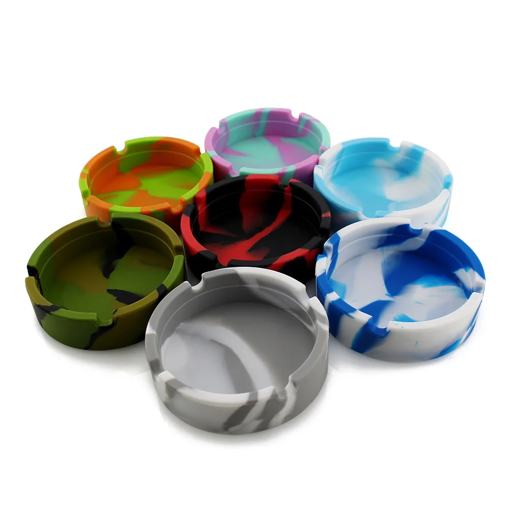 Eco-Friendly Silicone Soft Round Ashtray Ash Tray Case Luminous Portable Fluorescent Anti-Scalding Cigarette Holder portable ashtray cigarettes ashtray silicone ashtray