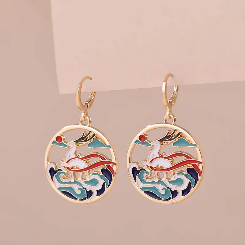 Orecchini Fushi in stile oriente con animali