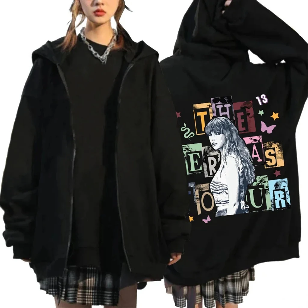 

Kpop T.s 2023TAIL THE Era Zip Up Hoodie Men Women Vintage Zip Up Sweatshirt Casual Fashion Oversized Hoodie