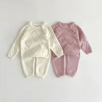 Baby Girl Knitted Clothes Suit Autumn Warm Long Sleeve Sweater + Pant 2Pcs Toddler Boy Knitwear Clothing