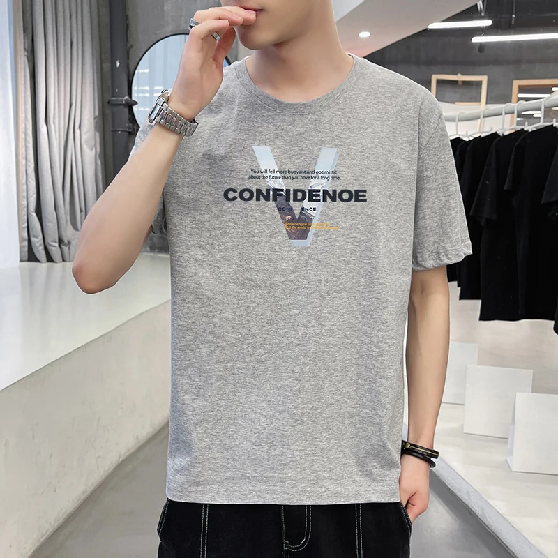 

Men's short sleeved T-shirt 2022 new fashion brand loose boys' half sleeved bottoming shirt trend summer clothes