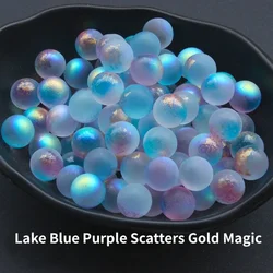 Set of 10 Starry Speckle Glass Marbles for Games, Decor, and Crafts (Lake Blue Purple)
