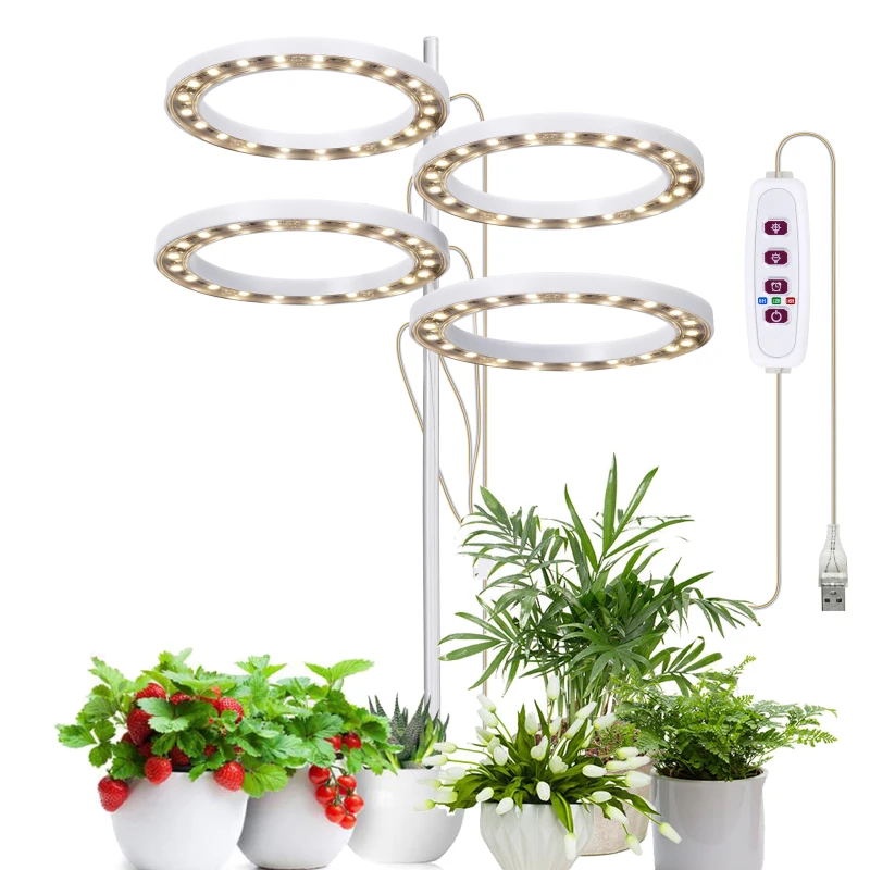 Halo Angel Ring Grow Lights per piccole piante da interno, luce LED per piante a spettro completo, lampade per la crescita delle piante regolabili in altezza_voghion.com