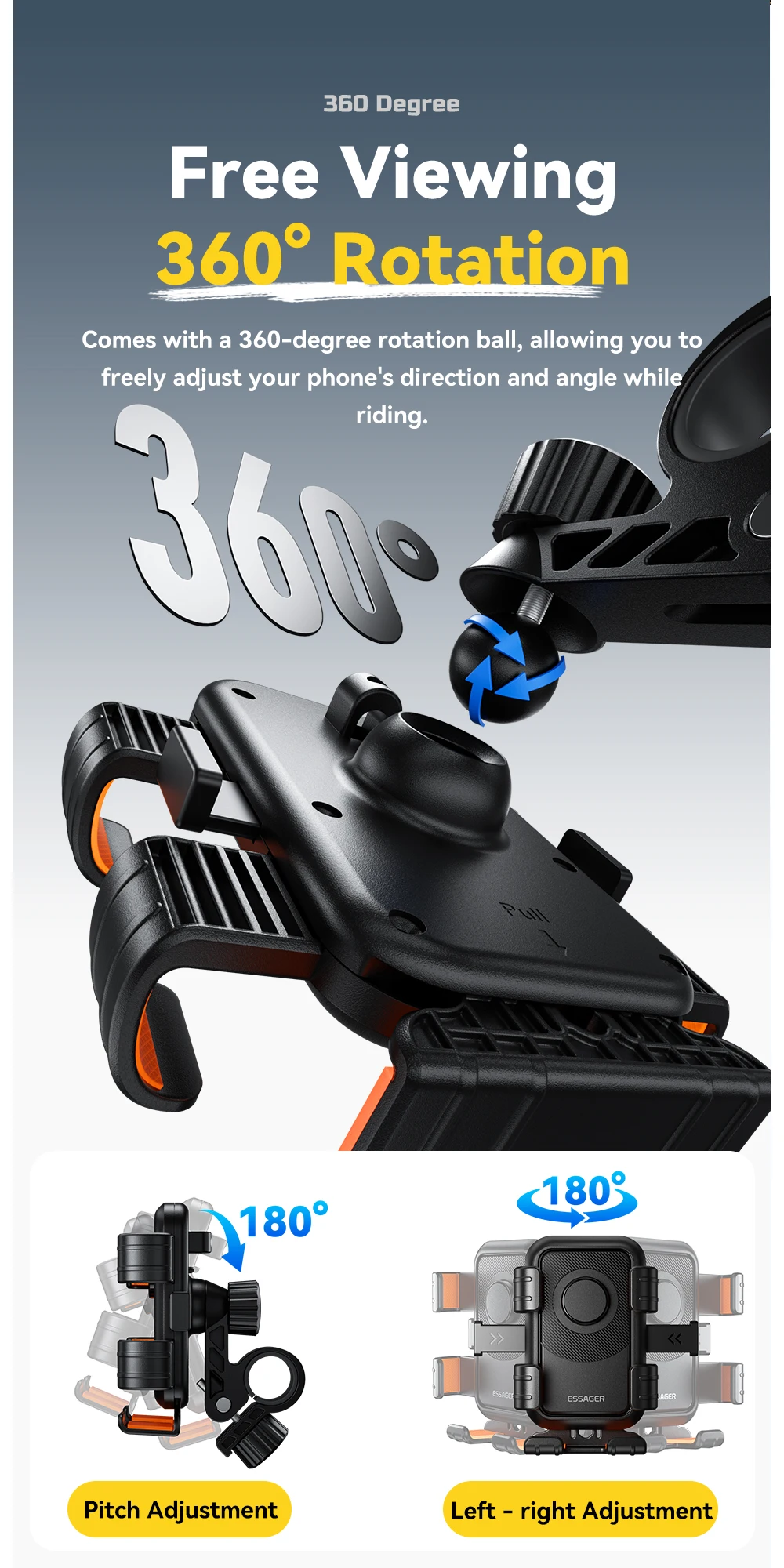 Motorcycle Bike Phone Mount 360°Rotatable Phone Holder for Mountain Bike Motorcy