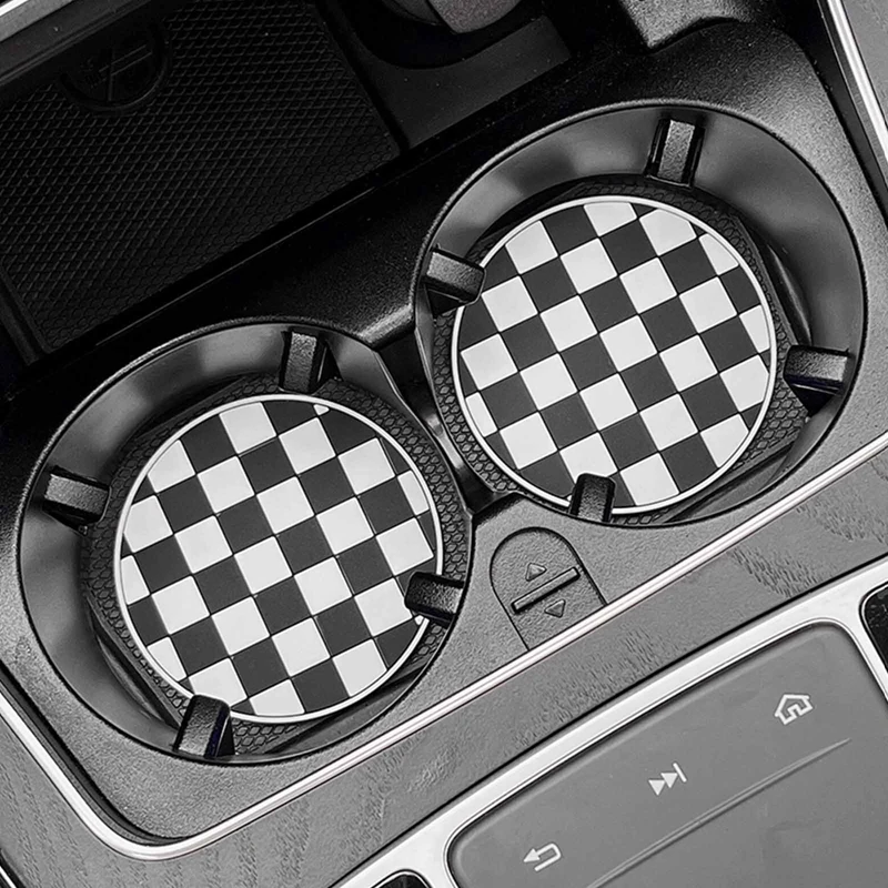 

1Pc Flower Coaster Cup Holder Houndstooth Car Coaster Auto Cup Holder Waterproof Non-Slip Mat Heat Resistance Car Accessories