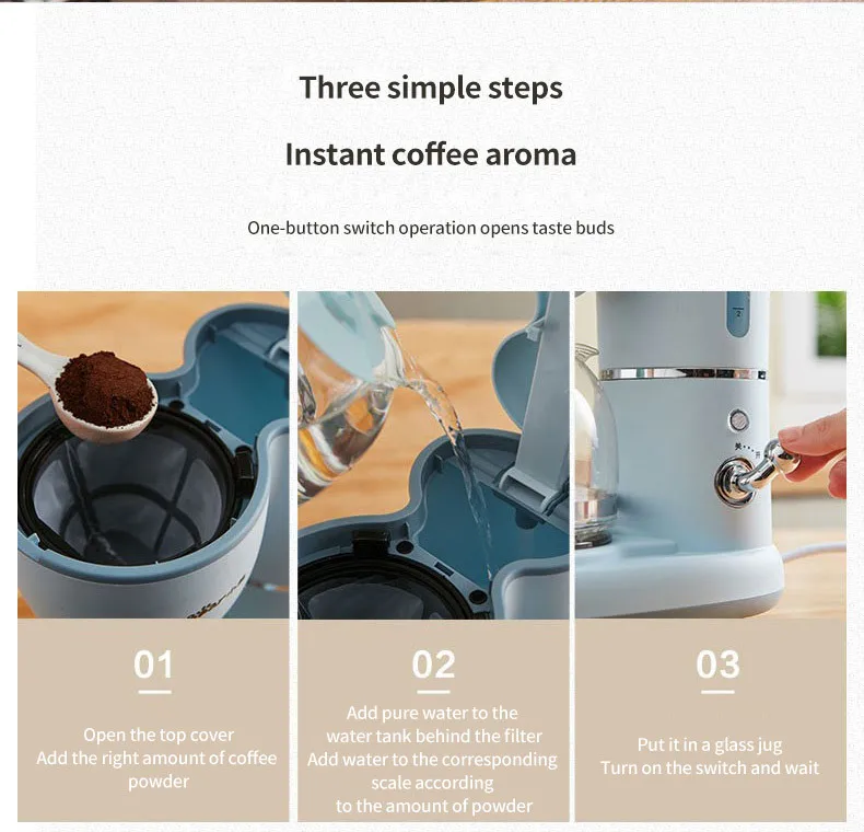 Mini cafeteira americana, gotejamento automático pequeno doméstico,