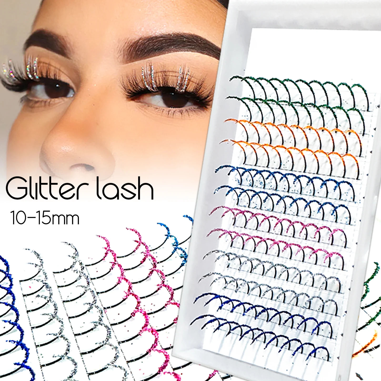 Honey Eyelash Bride's Eyelashes Stage Wedding Eyelashes Colored Glitter Eyelash Extensions Silver Eyelashes Shiny False Lashes