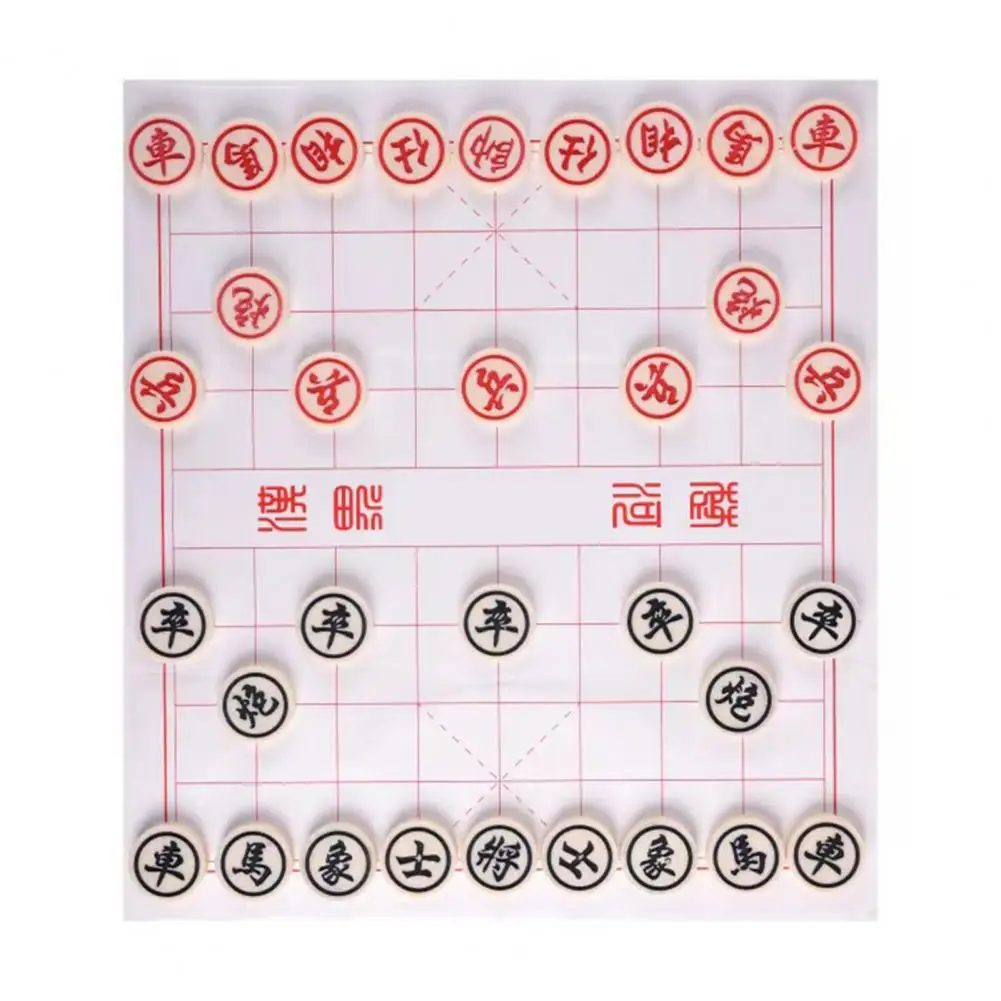 Wooden Chess Pieces Traditional Chinese Xiangqi Chess Set with Wooden Pieces Plastic Board Strategy Game for Teens Adults Travel