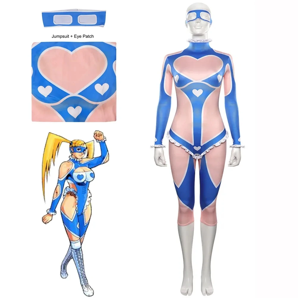 

Street Fighter Cosplay Jumpsuit Game R.Mika Costume Set Adult Women Cute Anime Halloween Carnival Party Bodysuit Eye Mask Patch