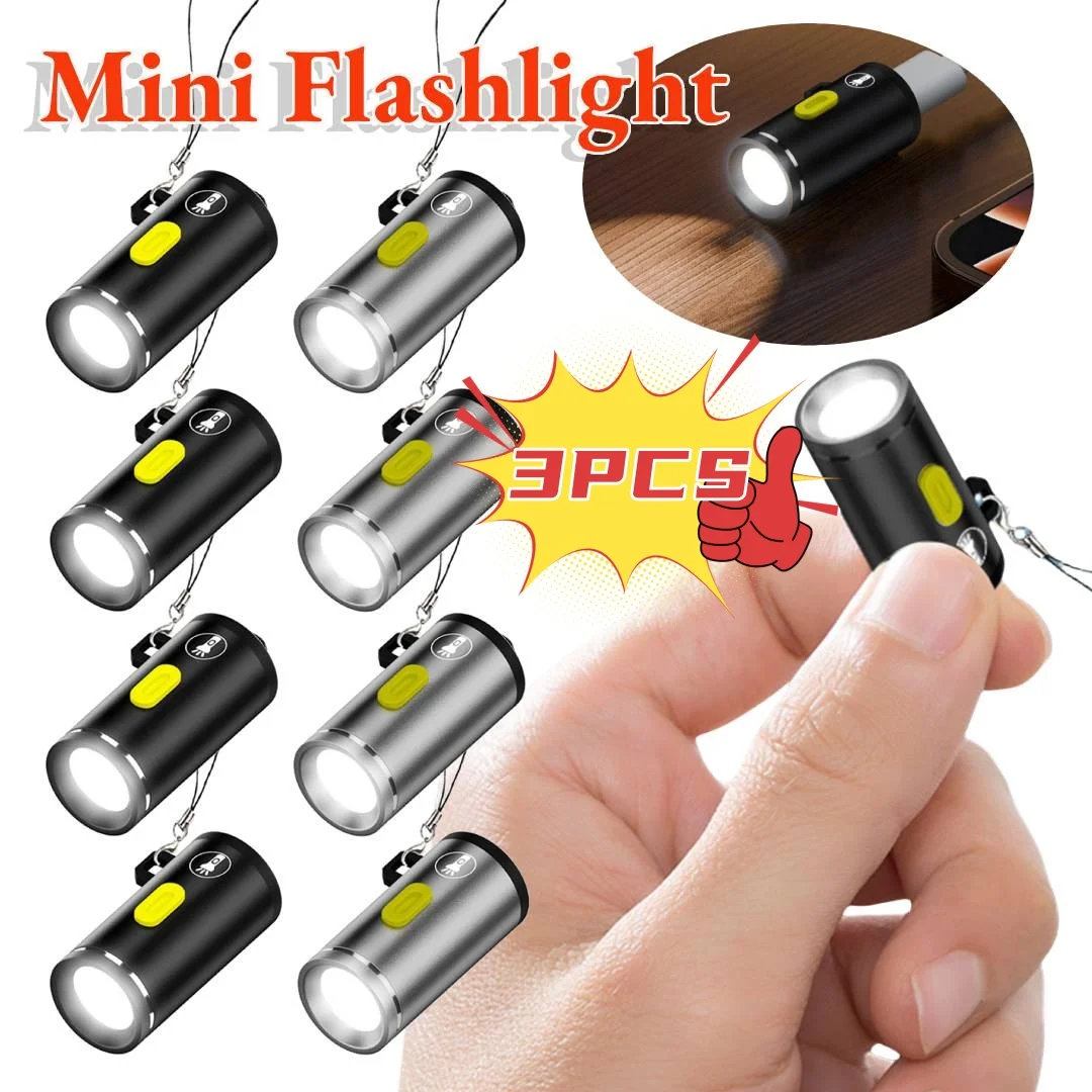 Type-C LED Pocket Keychain Flashlight Mini Flashlight Handheld Strong Light Small Torch Light Outdoor Hiking Camping Accessories led flashlight mini flashlight led flashlights mini led flashlight led torch light