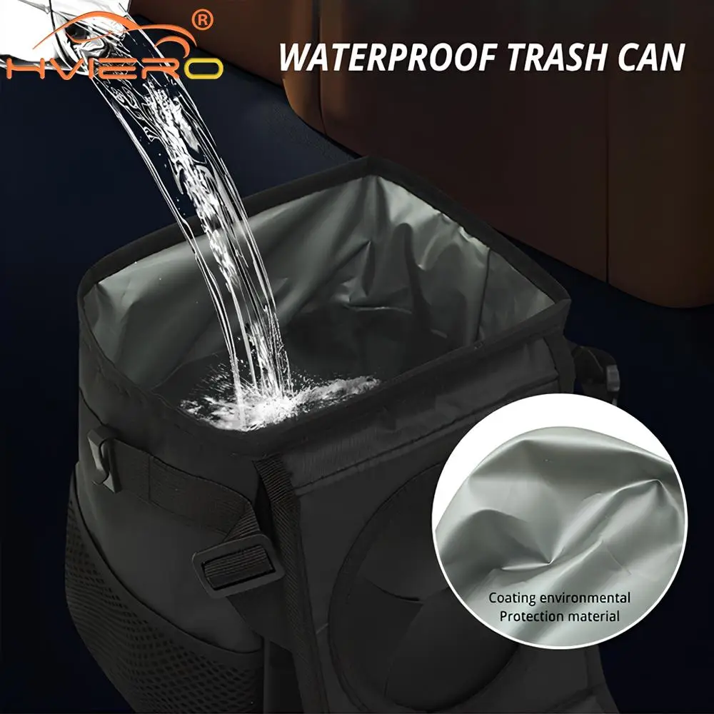 Trash Can Lid Storage Pockets Leak Proof Organizer Waterproof Garbage Multipurpose Bin For Car car trash can