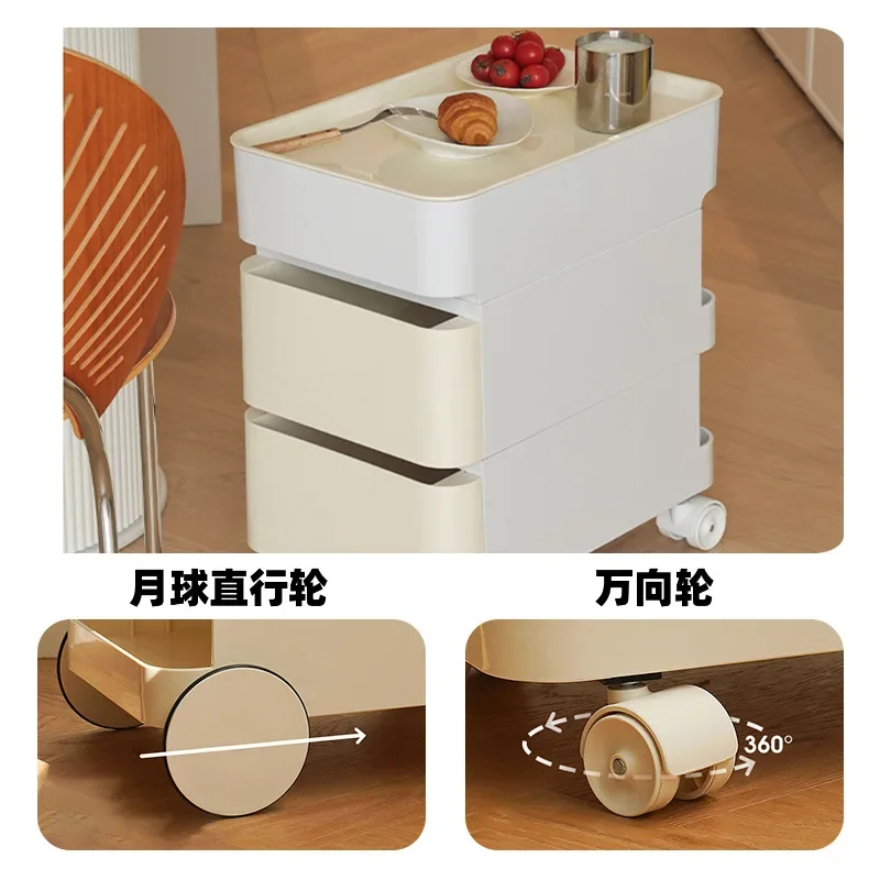 Nordic Designer Small Apartment Net Red Living Room Creative Bedside Table Modern Simple Movable Cabinet Cart Storage Cabinet