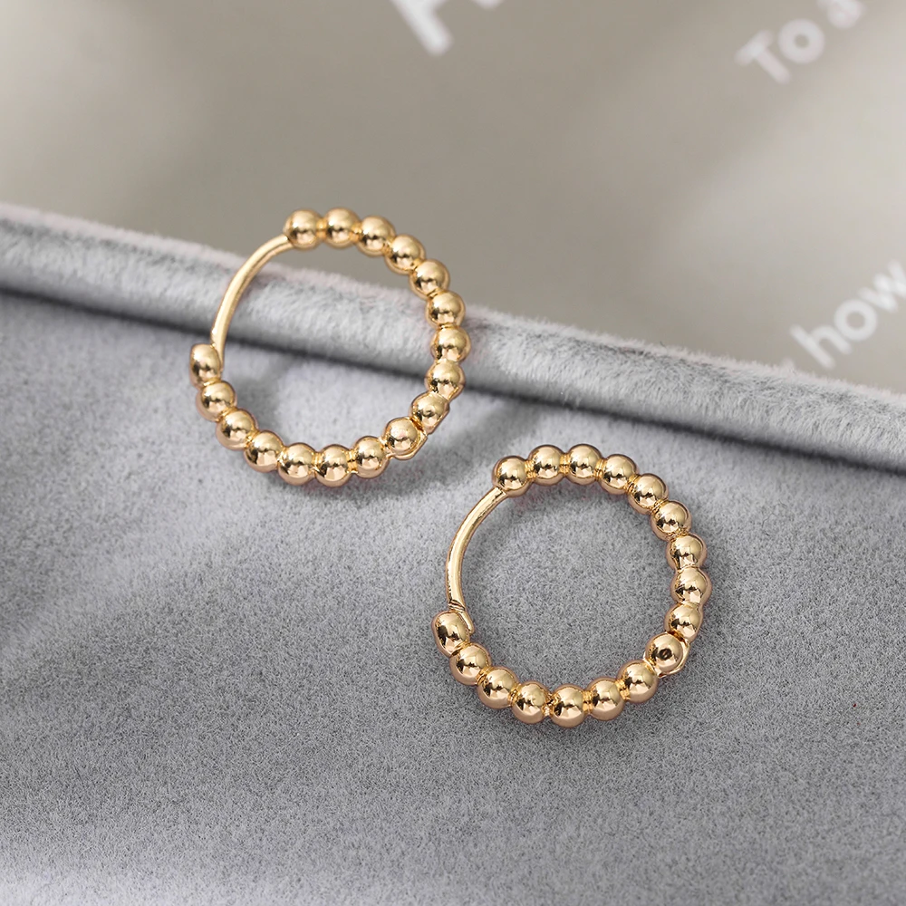 Simple Gold Color Circle Bead Hoop Earring For Women Vintage Korean Twisted Statement Huggies Small Hoop Earring Fashion Jewelry